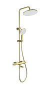 Wonzon & Woghand Neo Душевая стойка: термостат, верхний и ручной душ, шланг, цвет: брашир. золото WW-B3035-A2-BG
