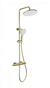 Wonzon & Woghand Neo Душевая стойка: термостат, верхний и ручной душ, шланг, цвет: брашир. золото WW-B3045-A-BG