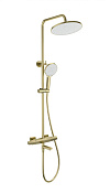 Wonzon & Woghand Neo Душевая стойка: термостат, верхний и ручной душ, шланг, цвет: брашир. золото WW-B3046-A1-BG