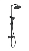 Wonzon & Woghand Neo Душевая стойка: термостат, верхний и ручной душ, шланг, цвет: черный матовый WW-B3035-A-MB