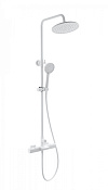 Wonzon & Woghand Душевая стойка: термостат, верхний и ручной душ, шланг, держат, цвет: белый матовый WW-C3017-A-MW