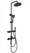 Wonzon & Woghand Душевая стойка: термостат, верхний, ручной и гигиеническ. душ, цвет: черный матовый WW-C3017-A1-MB