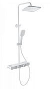 Wonzon & Woghand Душевая стойка: термостат, верхний и ручной душ, шланг, держат, цвет: белый матовый WW-B3552-MW