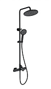 Wonzon & Woghand Solid Душевая стойка: термостат, верхний и ручной душ, шланг, цвет: черный матовый WW-C3011-A-MB