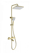 Wonzon & Woghand Stay Душевая стойка: термостат, верхний и ручной душ, шланг, цвет: брашир. золото WW-B3016-T1-BG