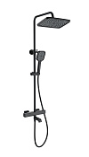 Wonzon & Woghand Stay Душевая стойка: термостат, верхний и ручной душ, шланг, цвет: черный матовый WW-B3016-T1-MB