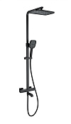 Wonzon & Woghand Stay Душевая стойка: термостат, верхний и ручной душ, шланг, цвет: черный матовый WW-B3026-T1-MB