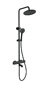 Wonzon & Woghand Stay Душевая стойка: термостат, верхний и ручной душ, шланг, цвет: черный матовый WW-A3007-T1-MB