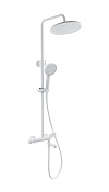 Wonzon & Woghand Душевая стойка: термостат, верхний и ручной душ, шланг, держат, цвет: белый матовый WW-B3057-A-MW