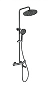 Wonzon & Woghand Душевая стойка: термостат, верхний и ручной душ, шланг, держат, цвет: темный графит WW-B3057-A-BGG