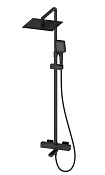 Wonzon & Woghand Душевая стойка: термостат, верхний и ручной душ, шланг, держ, цвет: черный матовый WW-88739901-MB