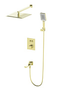 Wonzon & Woghand Душевой комплект встр: термостат, верхний душ, шланг, цвет: брашированное золото WW-88929003-BG