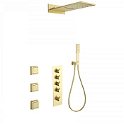 Wonzon & Woghand Душевой комплект встр: термостат, верхний душ, шланг, цвет: брашированное золото WW-D4100-BG