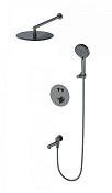 Wonzon & Woghand Душевой комплект встр: термостат, верхний душ, шланг, держат, цвет: темный графит WW-88929010-BGM