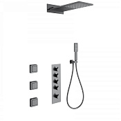 Wonzon & Woghand Душевой комплект встр: термостат, верхний душ, шланг, держат, цвет: темный графит WW-D4100-BGG