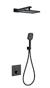 Wonzon & Woghand Душевой комплект встр: термостат, верхний душ, шланг, держ, цвет: черный матовый WW-D2017-B-MB