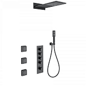 Wonzon & Woghand Душевой комплект встр: термостат, верхний душ, шланг, держ, цвет: черный матовый WW-D4100-MB