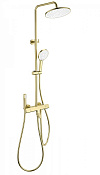 Wonzon & Woghand The one Душевая стойка: термостат, верхний, ручной и гиг. душ, цвет: брашир. золото WW-B3094-BG