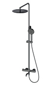 Wonzon & Woghand Душевая стойка: термостат, верхний и ручной душ, шланг, держат, цвет: темный графит WW-88739903-BGM