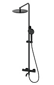 Wonzon & Woghand Душевая стойка: термостат, верхний и ручной душ, шланг, держ, цвет: черный матовый WW-88739903-MB