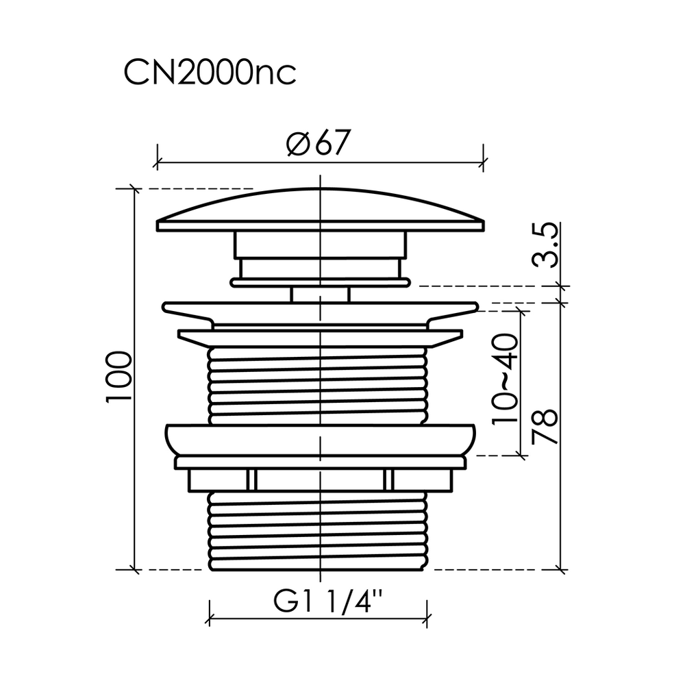 Ceramica Nova Донный клапан без перелива, цвет: хром глянцевый CN2000CHnc