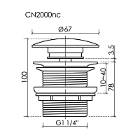 Ceramica Nova Донный клапан без перелива, цвет: черный матовый CN2000MBnc