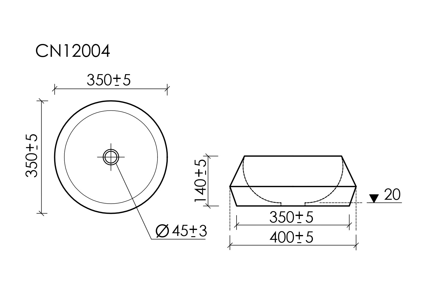 Ceramicanova Maya Раковина чаша d40x14h, без перелива, цвет: белый CN12004