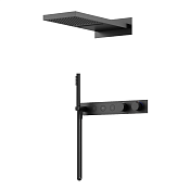 Sancos Linn Душевой комплект: термостат., с внутр. частью, шланг, ручной и верхний душ, цвет: черный SC9023MB