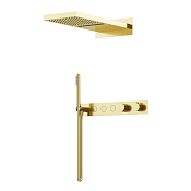 Sancos Linn Душевой комплект: термостат., с внутр. частью, шланг, ручной и верхний душ, цвет: золото SC9023BG