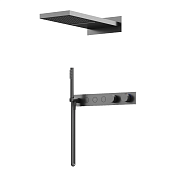 Sancos Linn Душевой комплект: термостат., с внутр. частью, шланг, ручной и верхний душ, цвет: сталь SC9023GG