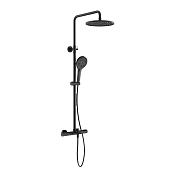 Sancos Etna Душевая стойка: термостат, ручной и верхний душ 25см, шланг 150 см, цвет: черный матовый SC9008MB