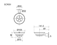 Sancos Base Мыльница со стеклянной чашей, подвесная, цвет: брашированное золото SC9031BG