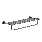 Sancos Base Полка для полотенец с полотенцедержателем 65x22 см, подвесная, цвет: вороненая сталь SC9028GG