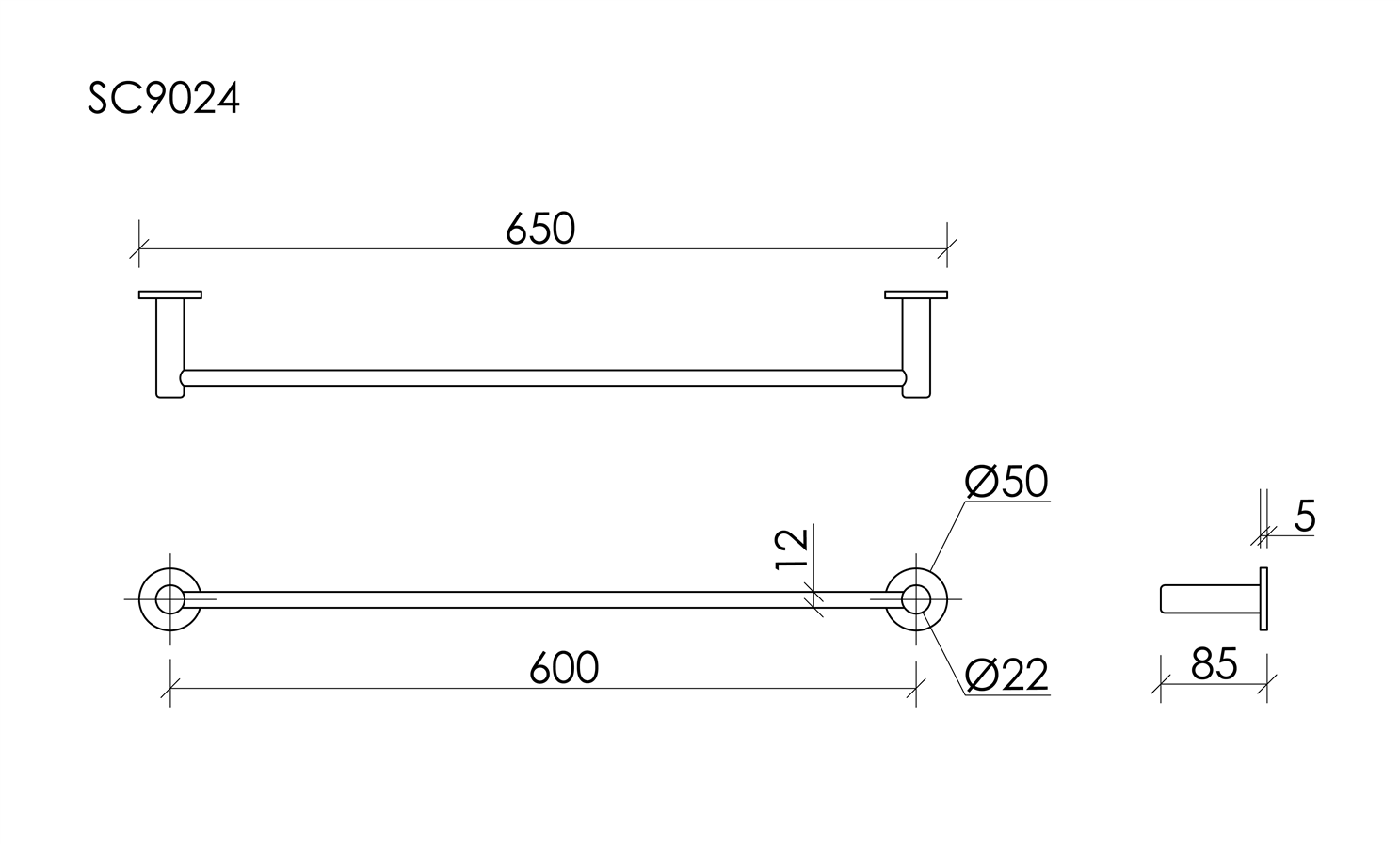 Sancos Base Полотенцедержатель 65 см, подвесной, цвет: брашированное золото SC9024BG