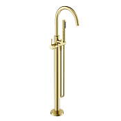 Sancos Etna Смеситель для ванны напольный, ручной душ, шланг 125см, держ., цвет:брашированное золото SC9009BG