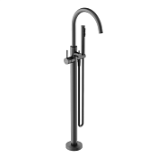 Sancos Etna Смеситель для ванны напольный, ручной душ, шланг 125см, держатель, цвет:вороненая сталь SC9009GG
