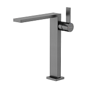 Sancos Linn Смеситель для раковины высокий, без д/к, высота излива 24,8 см, цвет: вороненая сталь SC9020GG