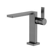 Sancos Linn Смеситель для раковины, без донного клапана, длина излива 14,3см, цвет: вороненая сталь SC9019GG