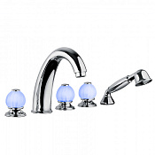Bongio Rivoli Смеситель на борт ванны, на 5 отв., с лейкой, цвет: хром/Royal Blue 05531CR08D