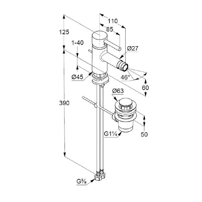 Kludi Bozz Смеситель для биде, цвет: черный матовый 385333976