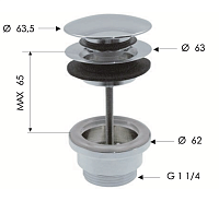 Daniel Донный клапан универсальный click-clack, цвет: хром A735R