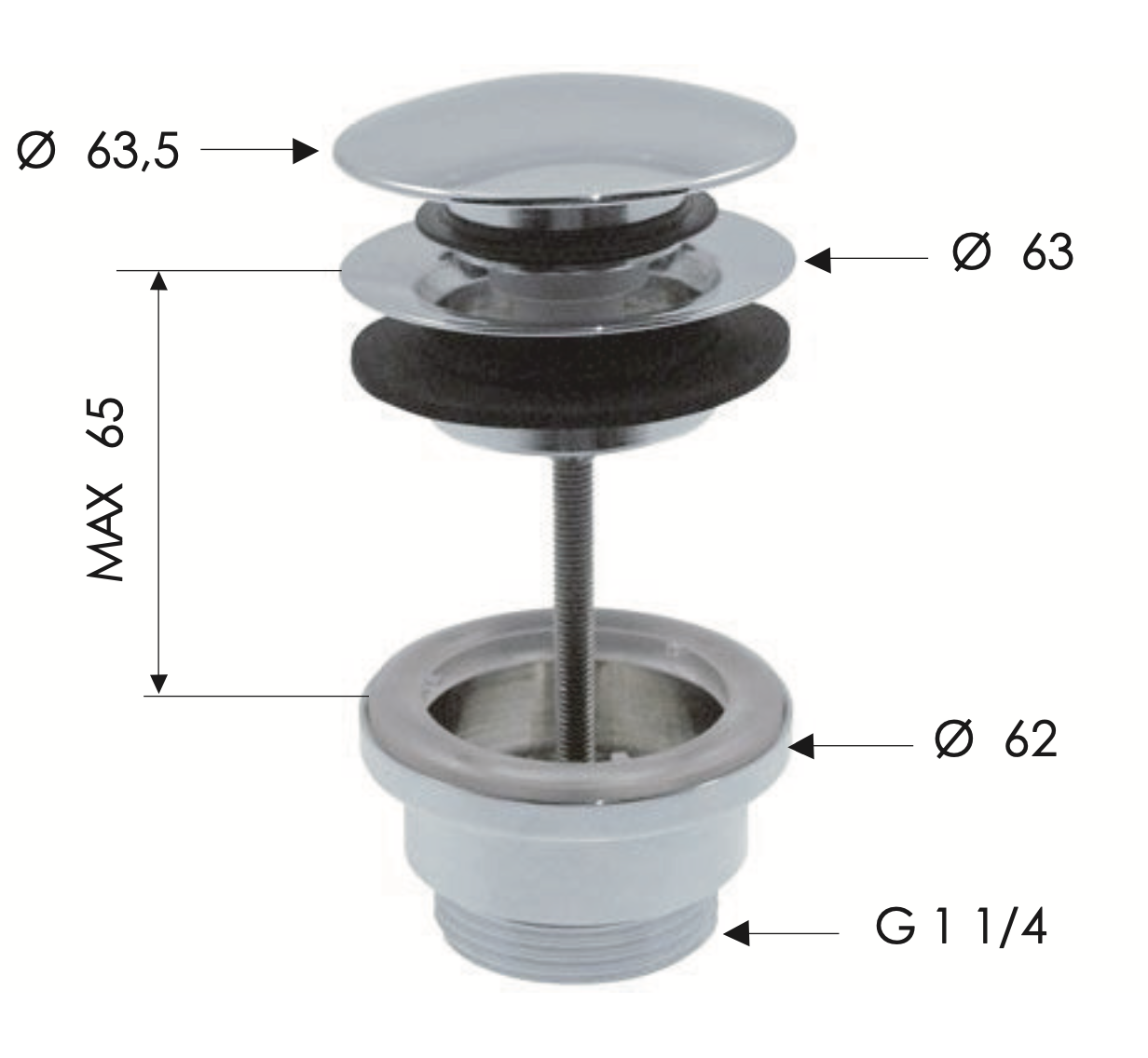 Daniel Донный клапан универсальный click-clack, цвет: черный матовый A735R15
