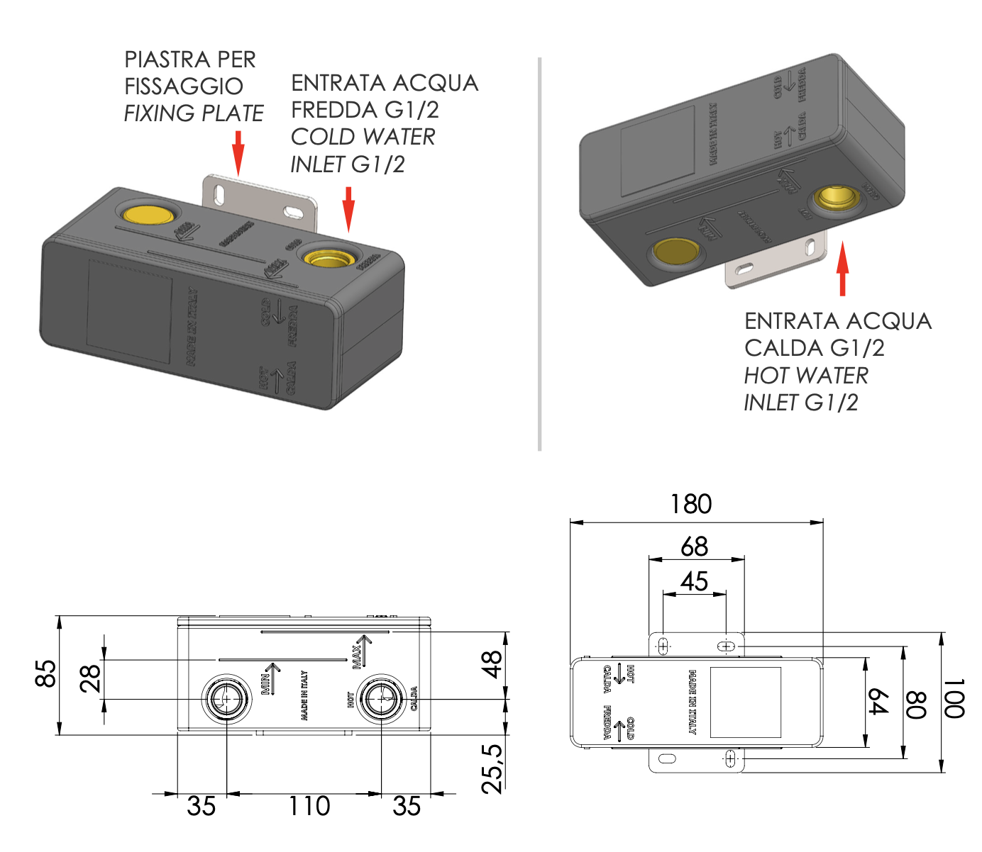 Daniel Встраиваемая часть смесителя, на 1 потребитель DANBOX632