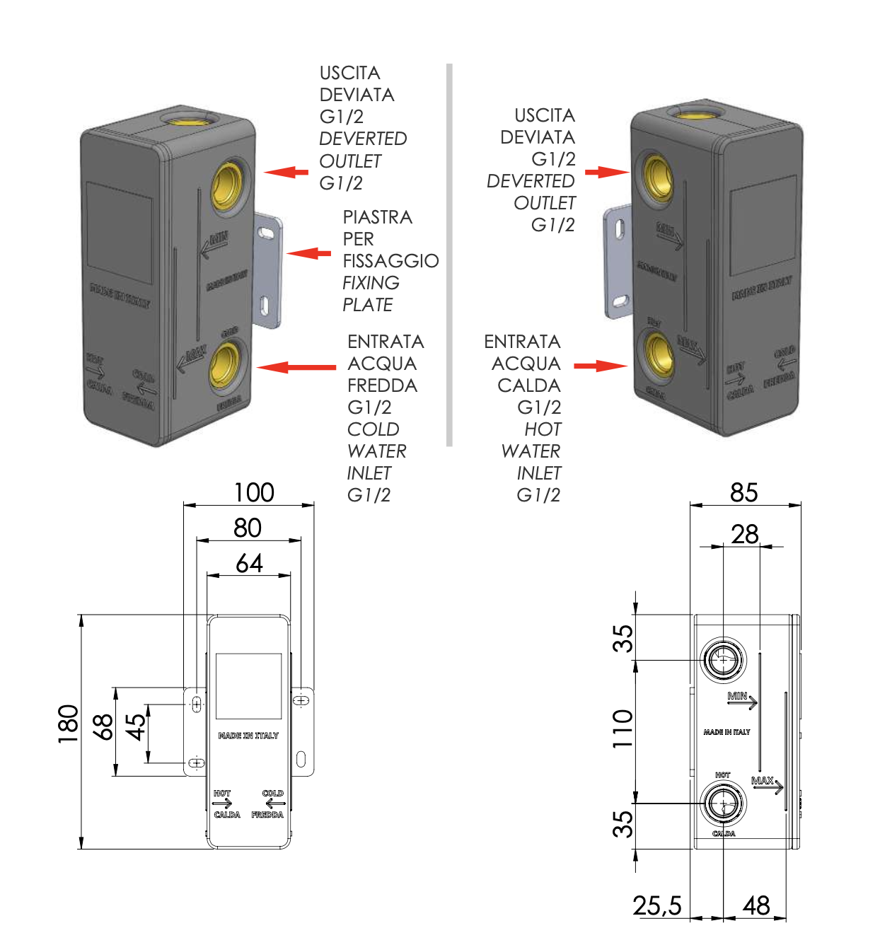 Daniel Встраиваемая часть смесителя, на 2 потребителя DANBOXD2