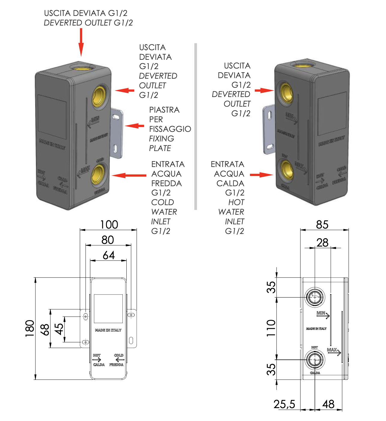Daniel Встраиваемая часть смесителя, на 3 потребителя DANBOXD3
