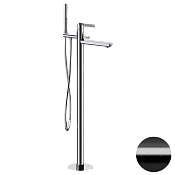 Daniel Club Смеситель напольный с душ. наб., с внутр. частью, излив 18,1 см, цвет: черный браш. хром ANC678FZ