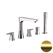 Daniel Diva Смеситель на борт ванны на 4 отверстия, с ручным душем, цвет: золото брашированное DV4491DP