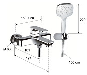 Daniel Tiara Смеситель для ванны с душ. набором - ручной душ, шланг, держатель, цвет: золото браш TA610DP