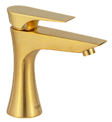 Daniel Diva Смеситель для раковины, без донного клапана, излив 16 см, цвет: золото брашированное DV606DP