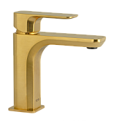 Daniel Tiara Смеситель для раковины, без донного клапана, излив 16,7 см, цвет: золото брашированное TA606NDP